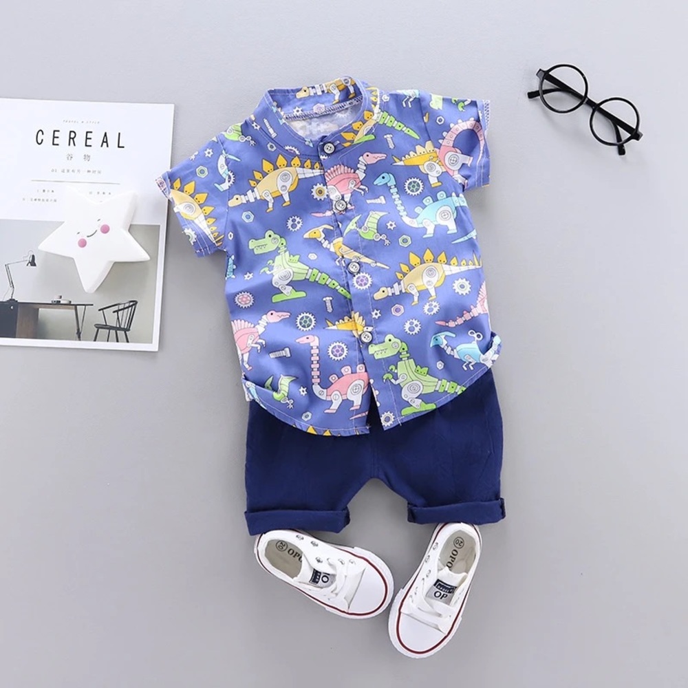 Dino button up set